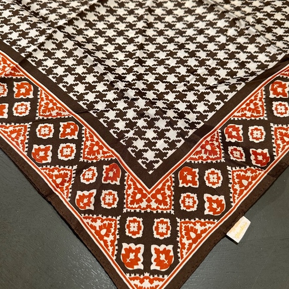 Brown Orange Cream Glentex Acetate MCM Scarf - Picture 3 of 15